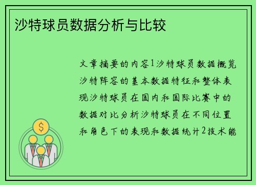 沙特球员数据分析与比较